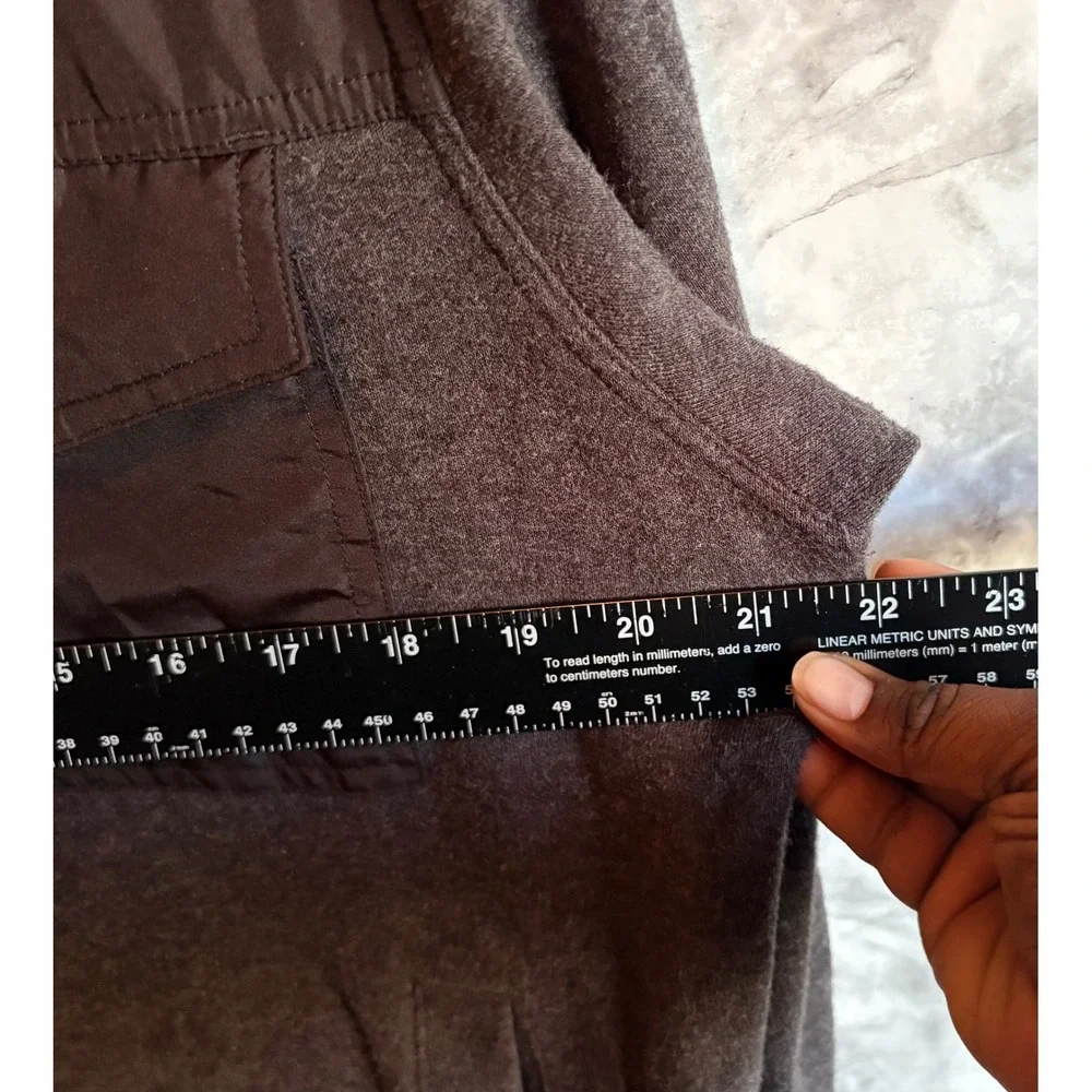 Banana Republic Mens Charcoal Gray‎ Full Zip Hooded Jacket Fleece Nylon Blend L